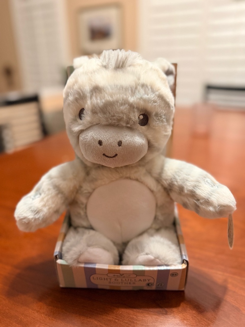 Plush Hippo Light & Lullaby Soother - Cream Plush-Dream Gro
